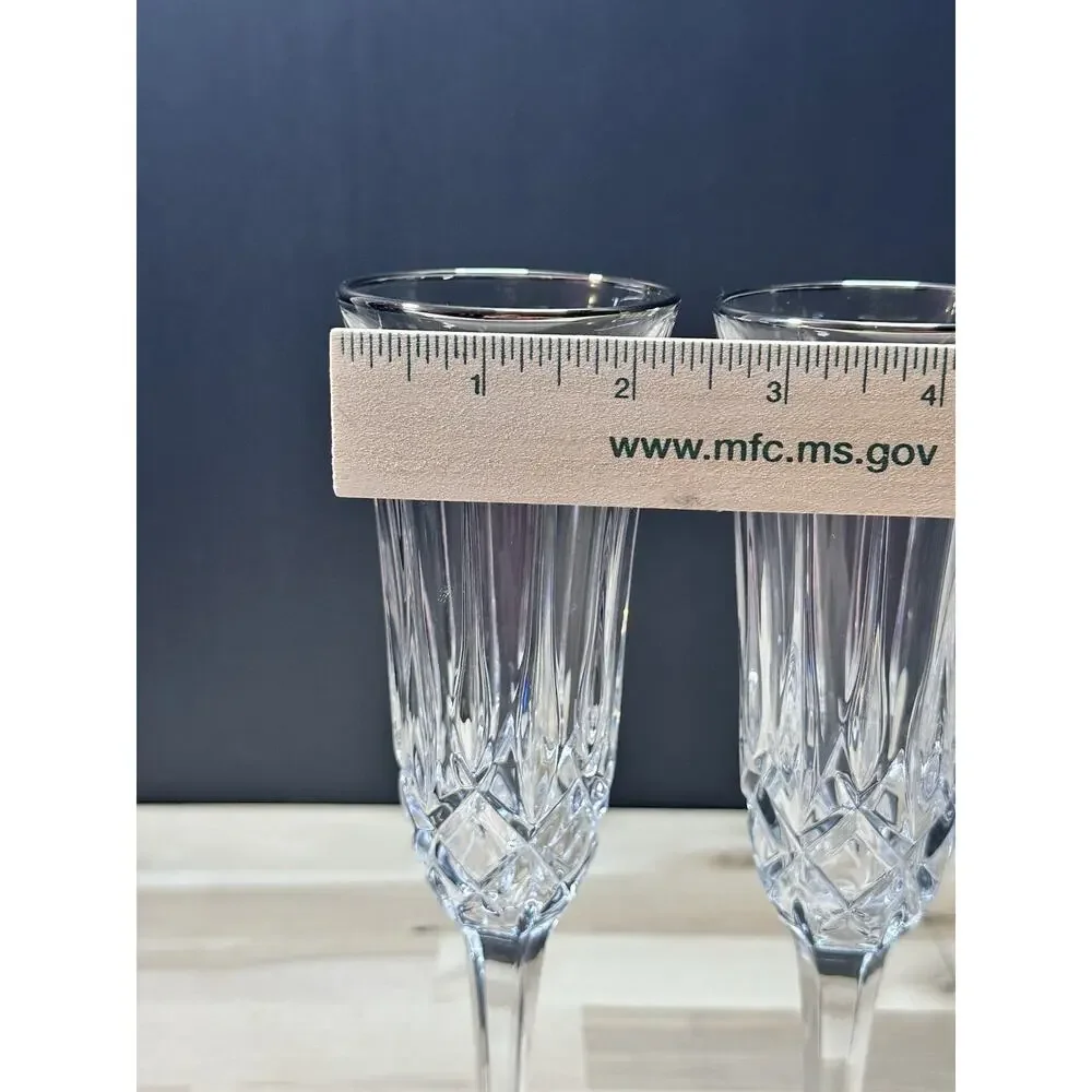 Set/4 Noritake Rockford Wedding Champagne Flute FULL LEAD CRYSTAL No‎ Box Gift